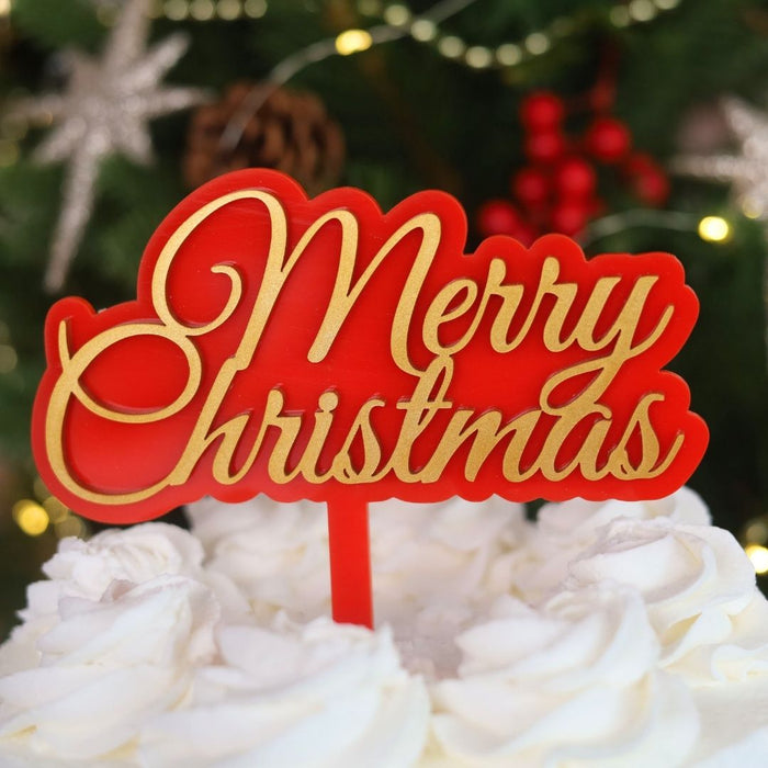 Sweet Stamp Cake Topper - Traditional Merry Christmas