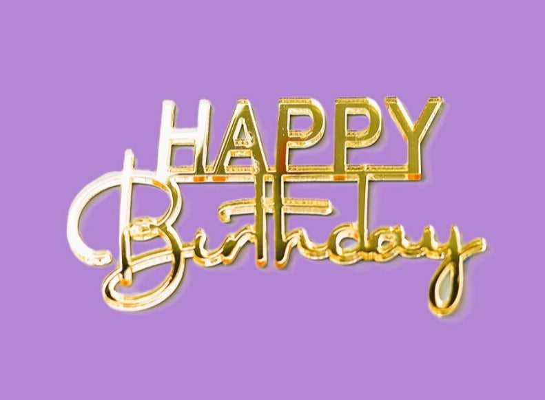 CakeTopper - Acryl Gold Happy Birthday 5 Stk.